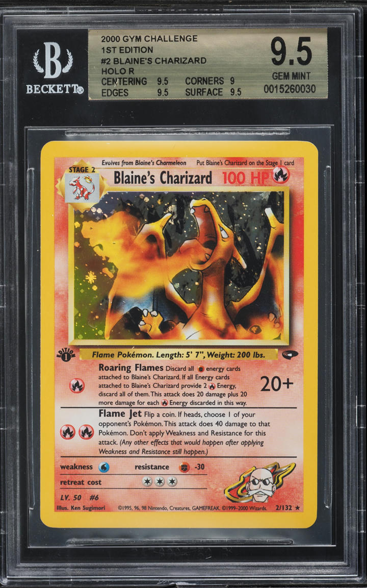 2000 Pokemon Gym Challenge 1st Edition Holo Blaine's Charizard #2 BGS 9.5 GEM