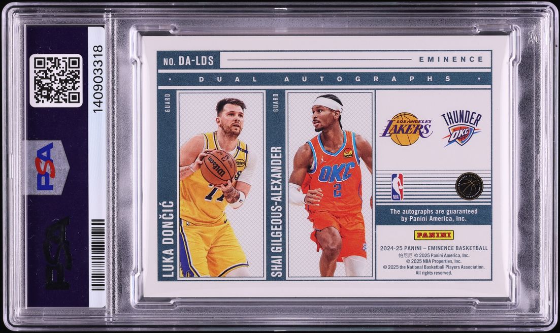 2024 Panini Eminence Platinum Luka Doncic & Shai Gilgeous-Alexander AUTO DNA 10 1/1 PSA AUTH - Photo 2