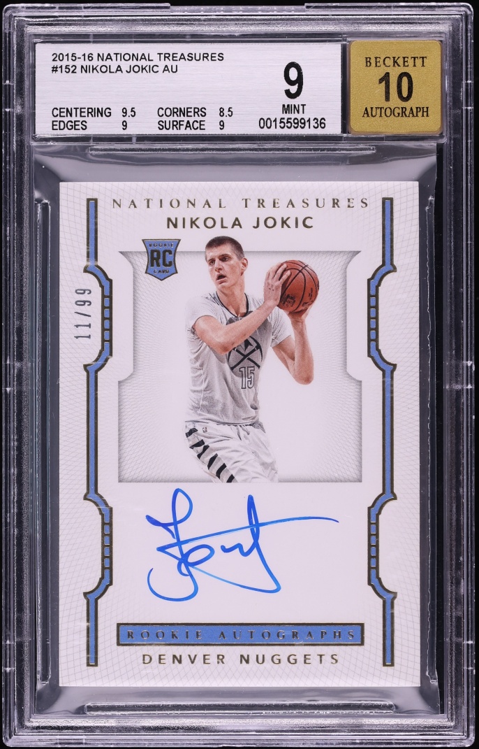 2015 National Treasures Nikola Jokic ROOKIE AUTO /99 #152 BGS 9 MINT - Photo 1