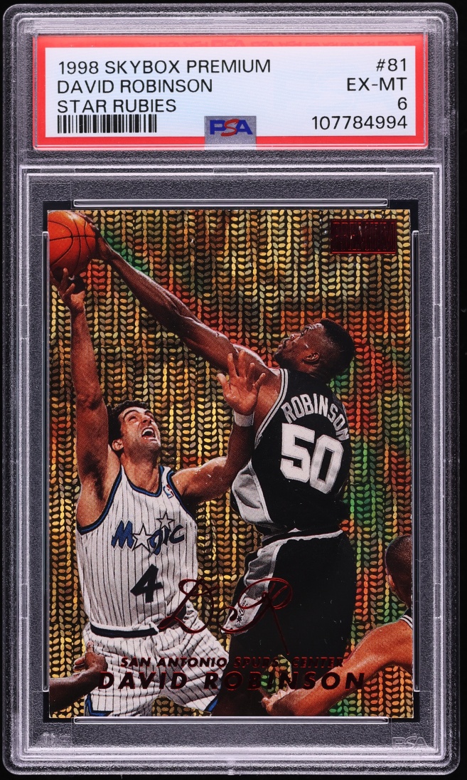 1998 Skybox Premium Star Rubies David Robinson /50 #81 PSA 6 EXMT - Photo 1