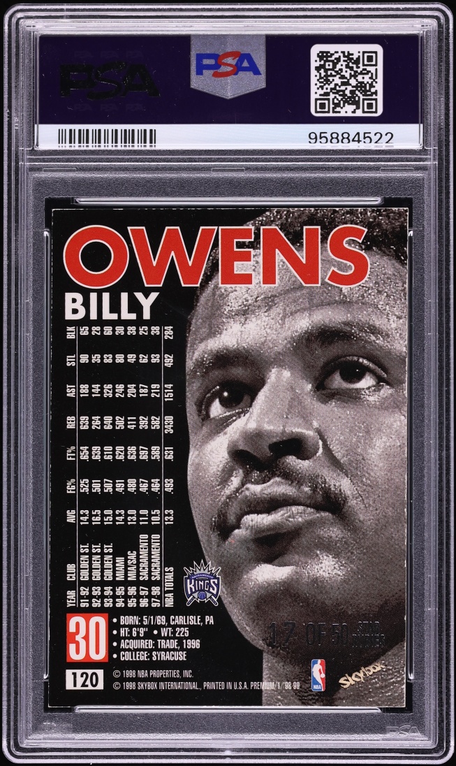 1998 Skybox Premium Star Rubies Billy Owens /50 #120 PSA 6 EXMT - Photo 2