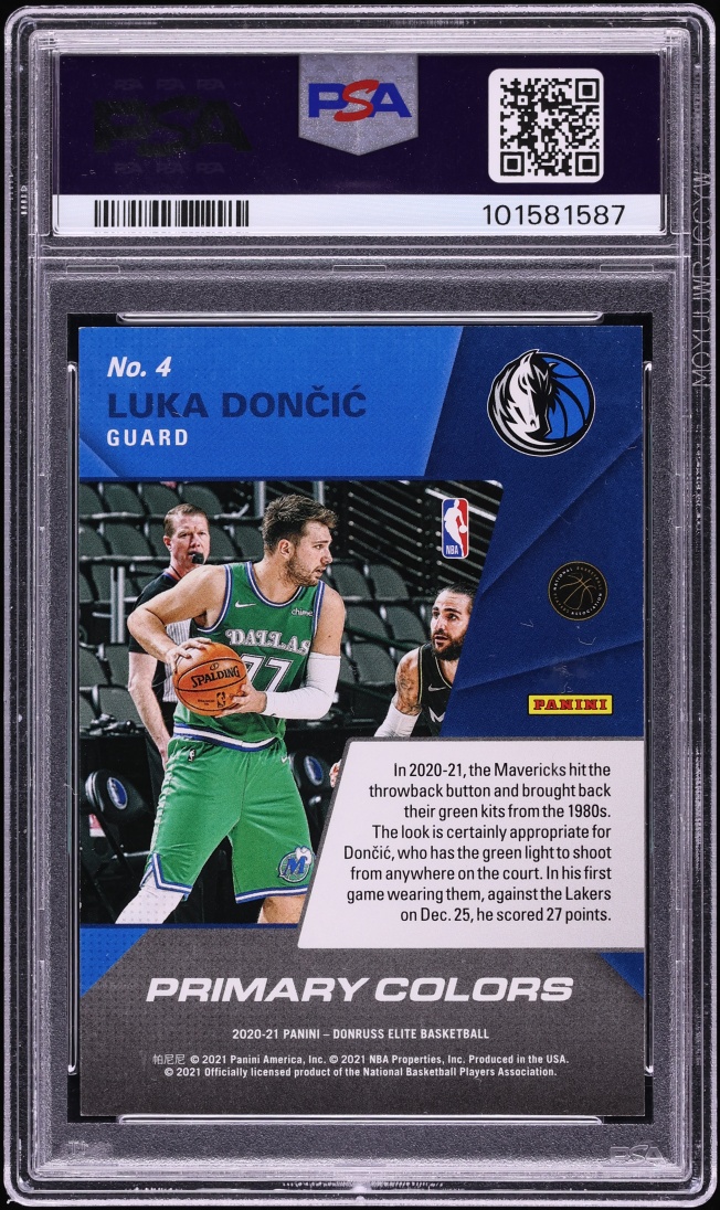 2020 Donruss Elite Primary Colors Gold Luka Doncic /10 #4 PSA 7 NRMT - Photo 2
