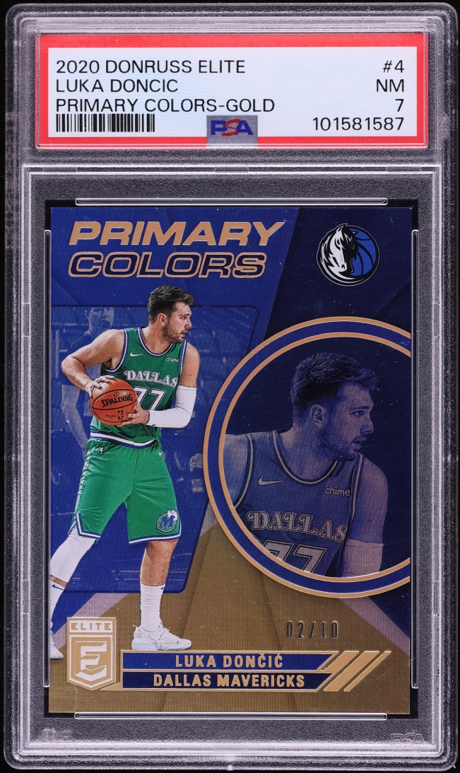 2020 Donruss Elite Primary Colors Gold Luka Doncic /10 #4 PSA 7 NRMT - Photo 1