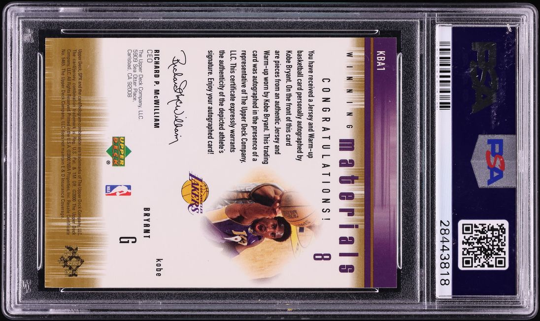 2000 SPx Winning Materials Kobe Bryant PATCH AUTO #KBA1 PSA 10 GEM MINT - Photo 2