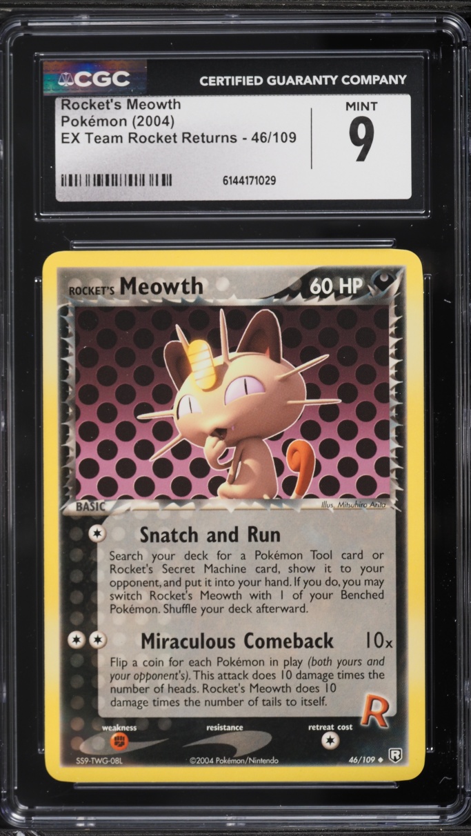 2004 Pokemon EX Team Rocket Returns Rocket's Meowth #46 CGC 9 MINT