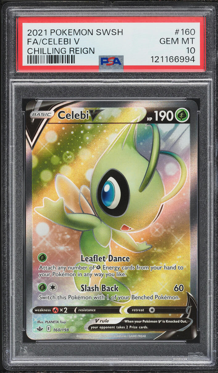 2021 Pokemon Sword & Shield Chilling Reign Full Art Celebi V #160 PSA 10 GEM MINT