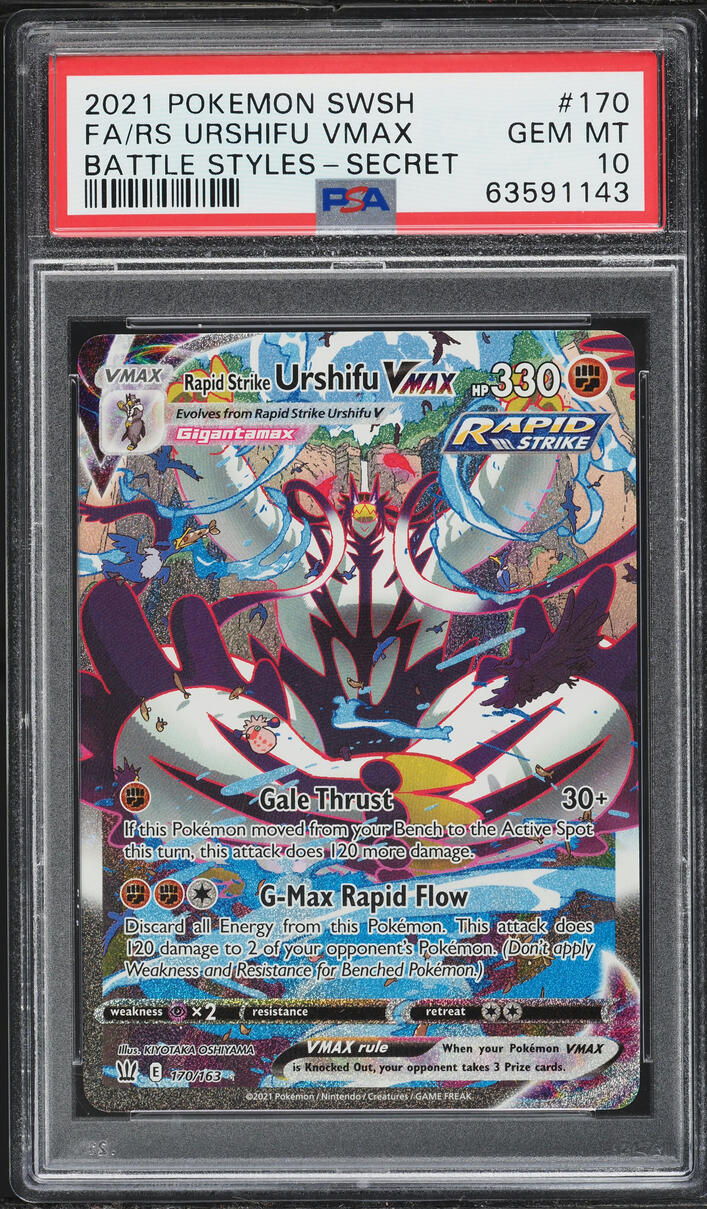2021 Pokemon Sword & Shield Battle Styles Full Art Rapid Strike Urshifu VMAX #170 PSA 10 GEM