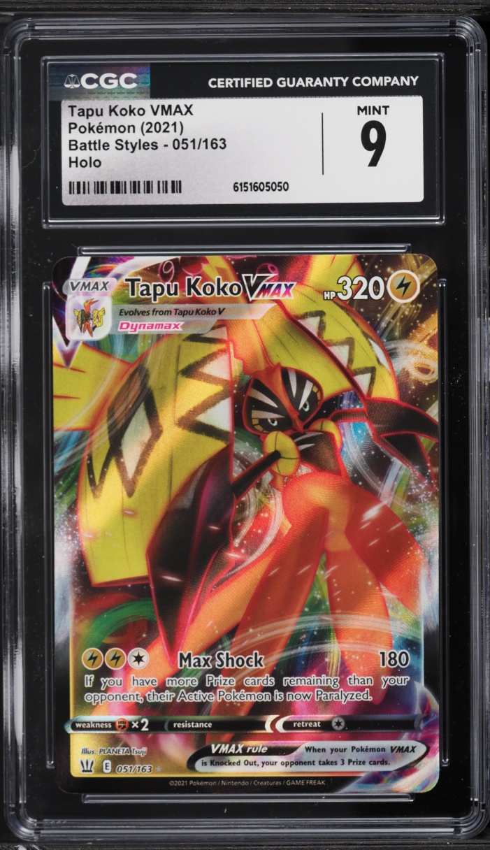2021 Pokemon Sword & Shield Battle Styles Holo Tapu Koko VMAX #051 CGC 9 MINT