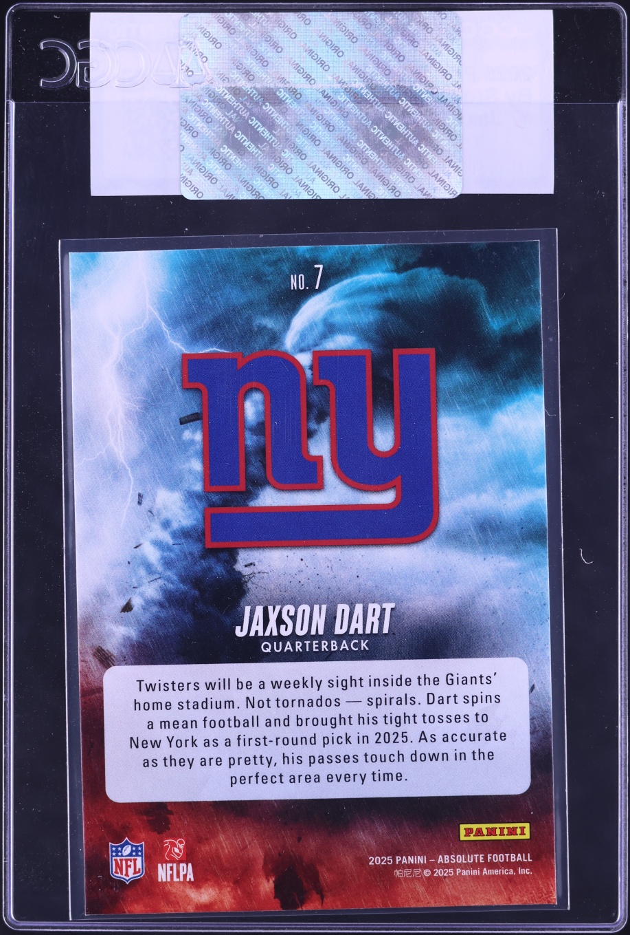 2025 Absolute By Storm Jaxson Dart ROOKIE #7 CGC AUTH