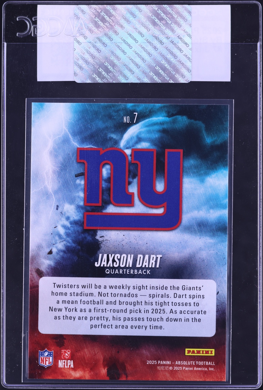2025 Absolute By Storm Jaxson Dart ROOKIE #7 CGC AUTH