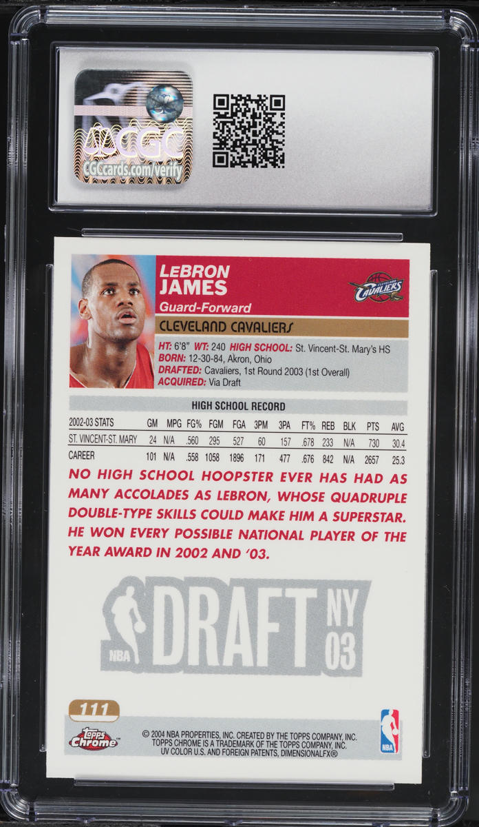 2003 Topps Chrome LeBron James ROOKIE #111 CGC 10 GEM MINT