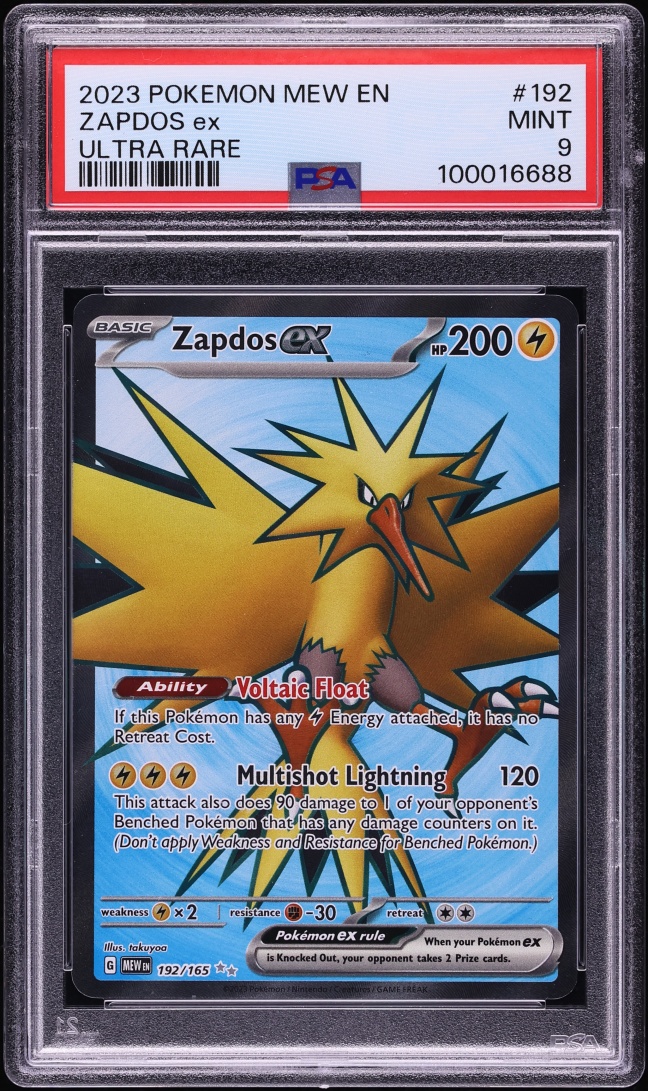 2023 Pokemon Scarlet & Violet 151 Full Art Zapdos EX #192 PSA 9 MINT