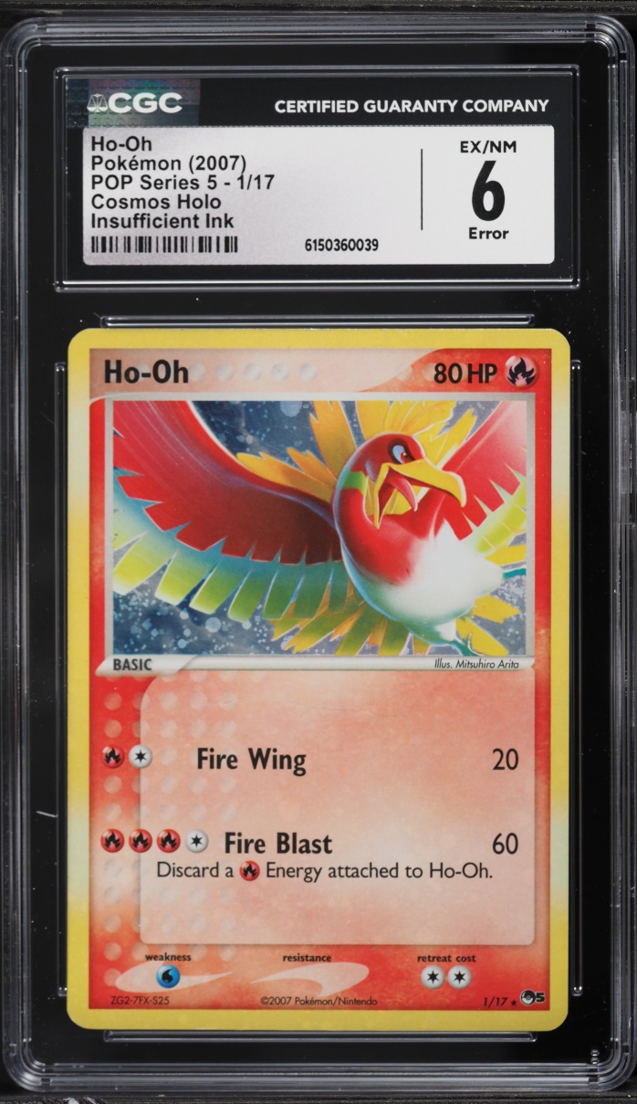2007 Pokemon POP Series 5 Cosmos Holo Error Ho-Oh #1 CGC 6 EXMT