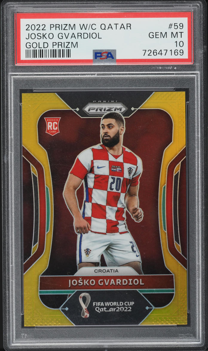 2022 Panini Prizm World Cup Qatar Gold Josko Gvardiol ROOKIE /10 #59 PSA 10 GEM