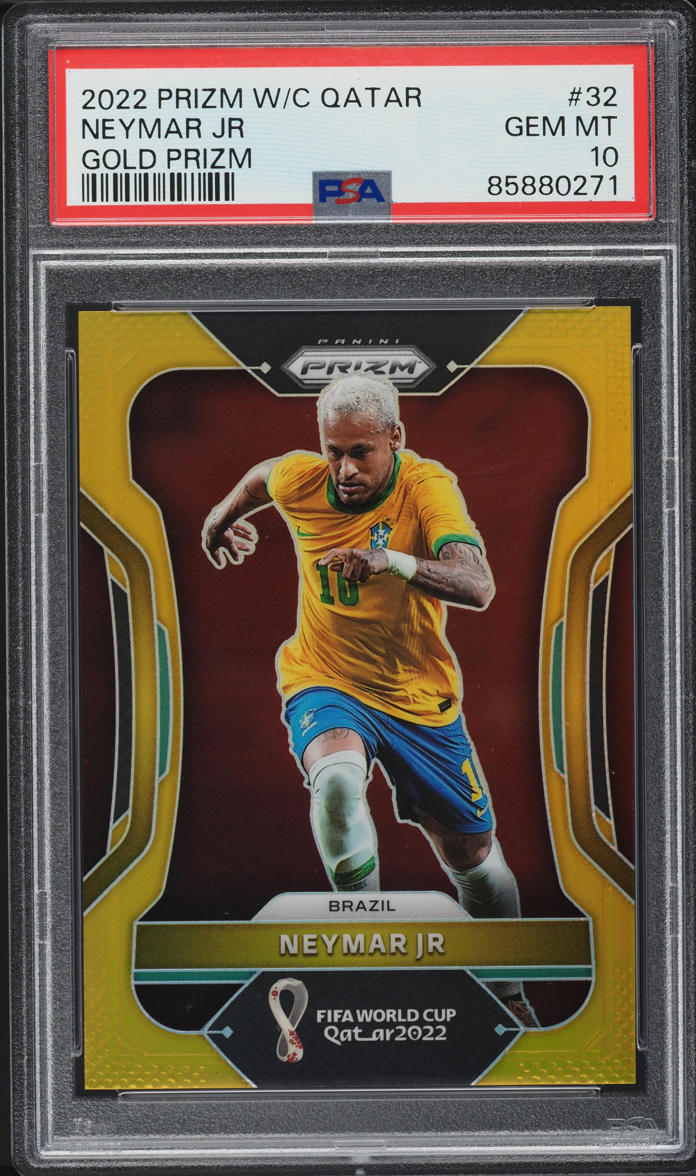 2022 Panini Prizm World Cup Qatar Gold Neymar Jr /10 #32 PSA 10 GEM MINT