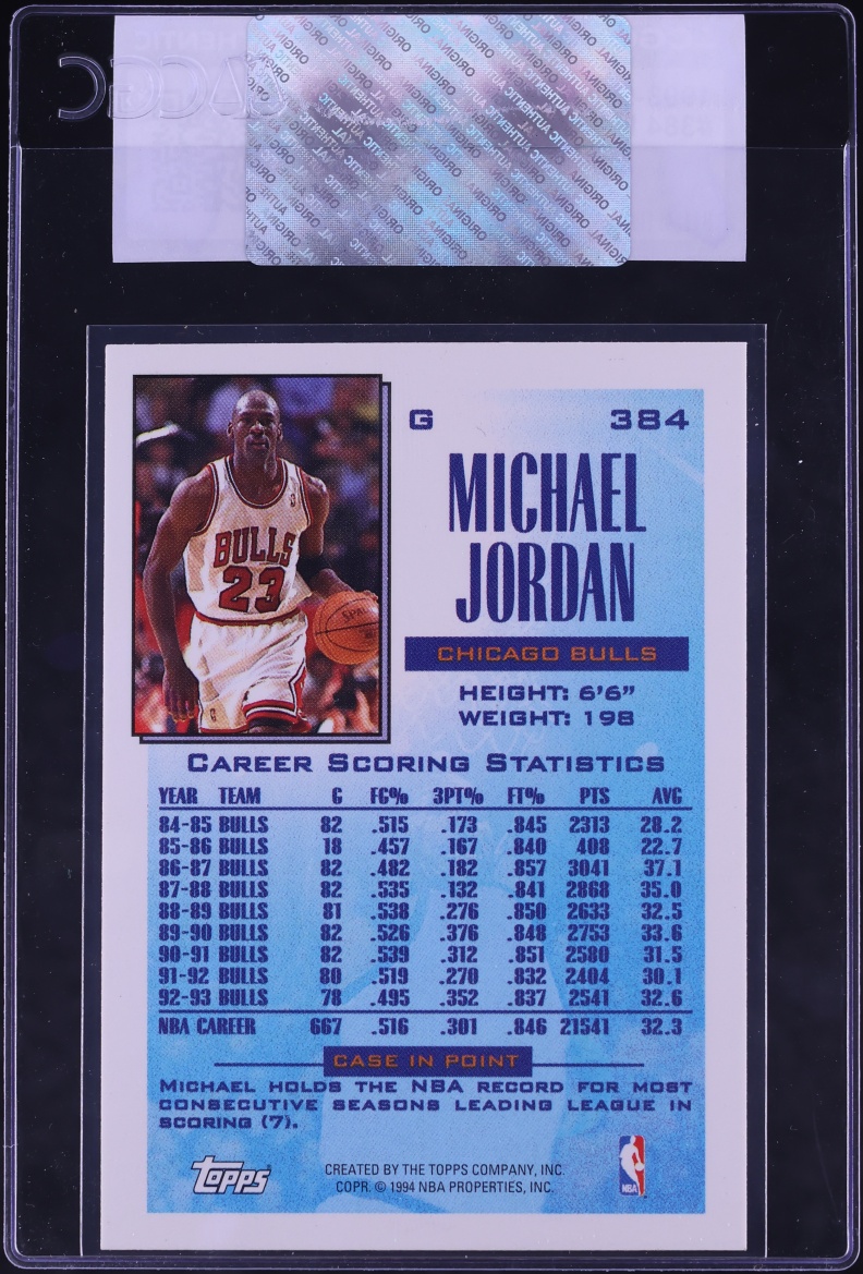 1993 Topps Gold Michael Jordan #384 CGC AUTH