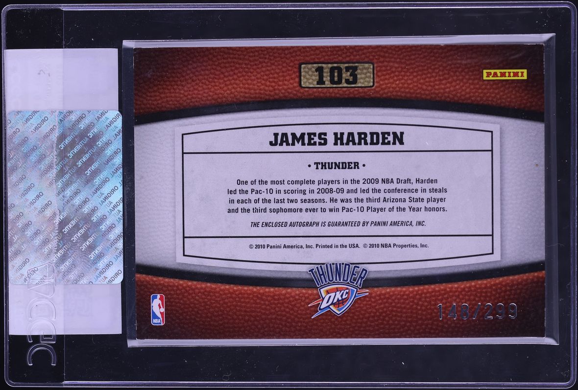 2009 Panini Timeless Treasures Recruits James Harden ROOKIE AUTO /299 #103 CGC AUTH
