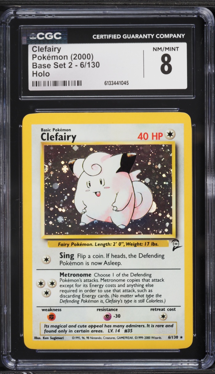 2000 Pokemon Base Set 2 Holo Clefairy #6 CGC 8 NM-MT