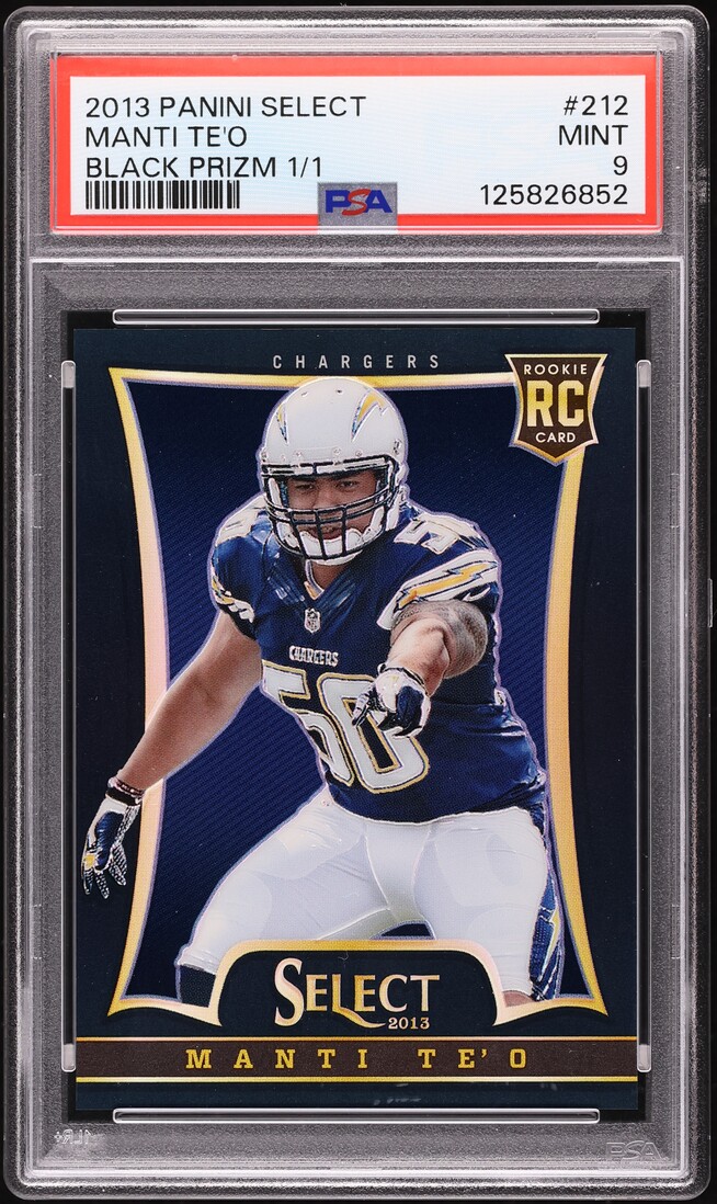 2013 Select Black Prizm Manti Te'o ROOKIE 1/1 #212 PSA 9 MINT - Photo 1