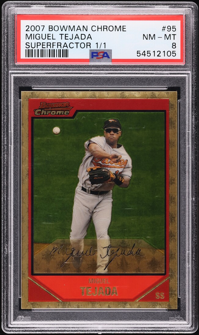 2007 Bowman Chrome Superfractor Miguel Tejada 1/1 #95 PSA 8 NM-MT - Photo 1