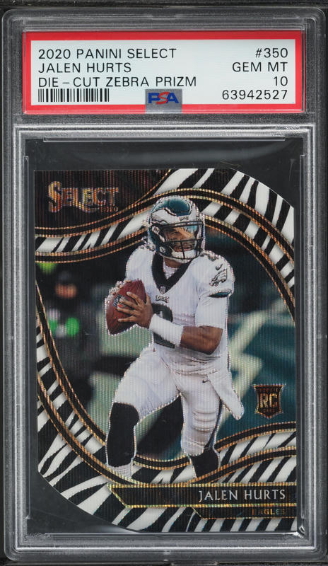 2020 Select Field Level Zebra Prizm Die-Cut Jalen Hurts ROOKIE