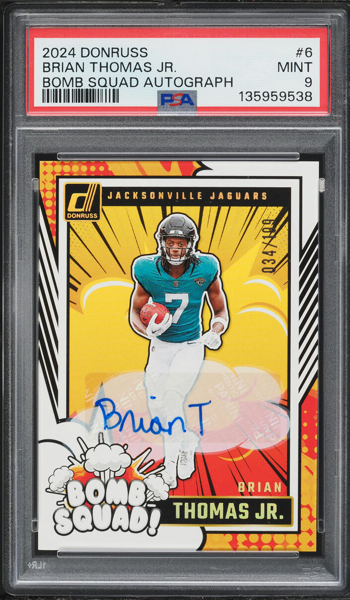 2024 Donruss Bomb Squad Brian Thomas Jr. ROOKIE AUTO /199 #6 PSA 9 MINT