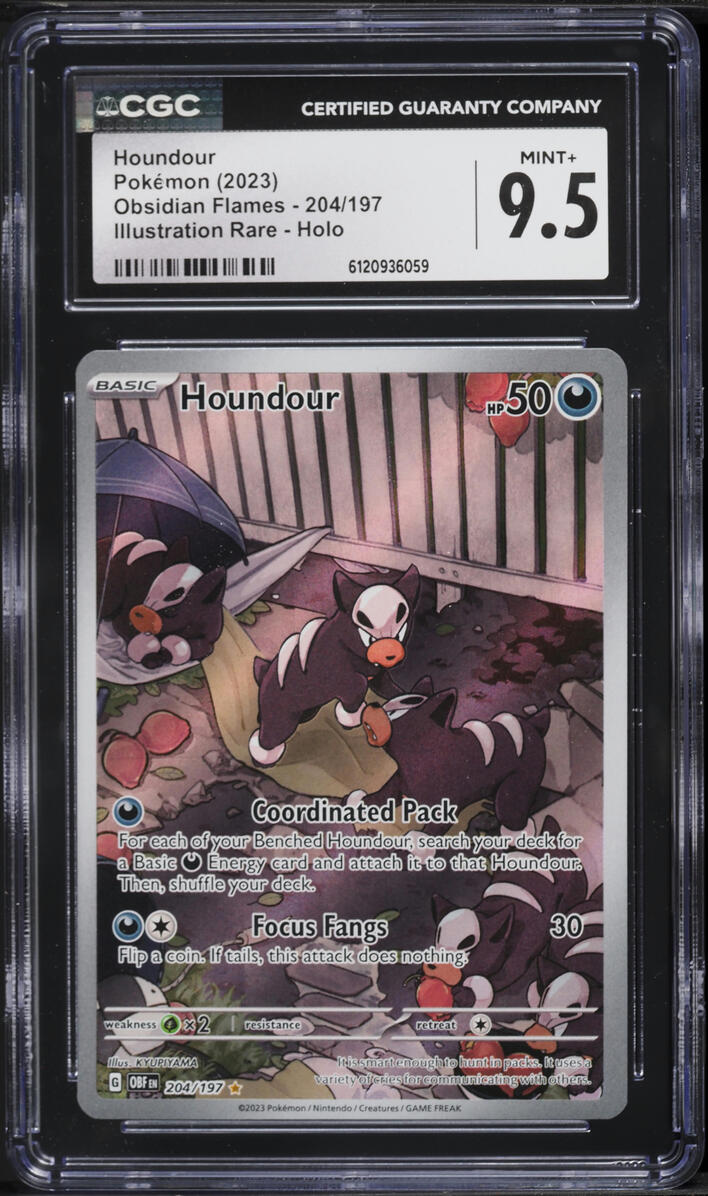 2023 Pokemon Scarlet & Violet Obsidian Flames IR Houndour #204 CGC 9.5 MINT+