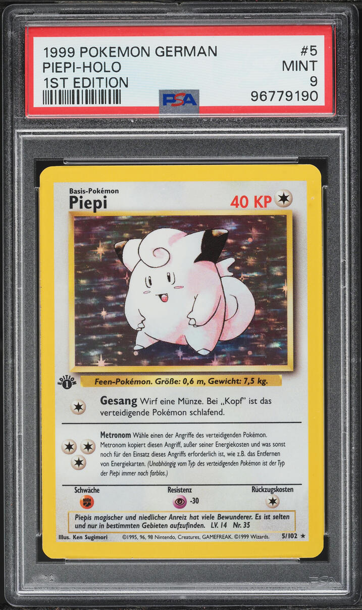 1999 Pokemon German Base Set 1st Edition Holo Clefairy #5 PSA 9 MINT
