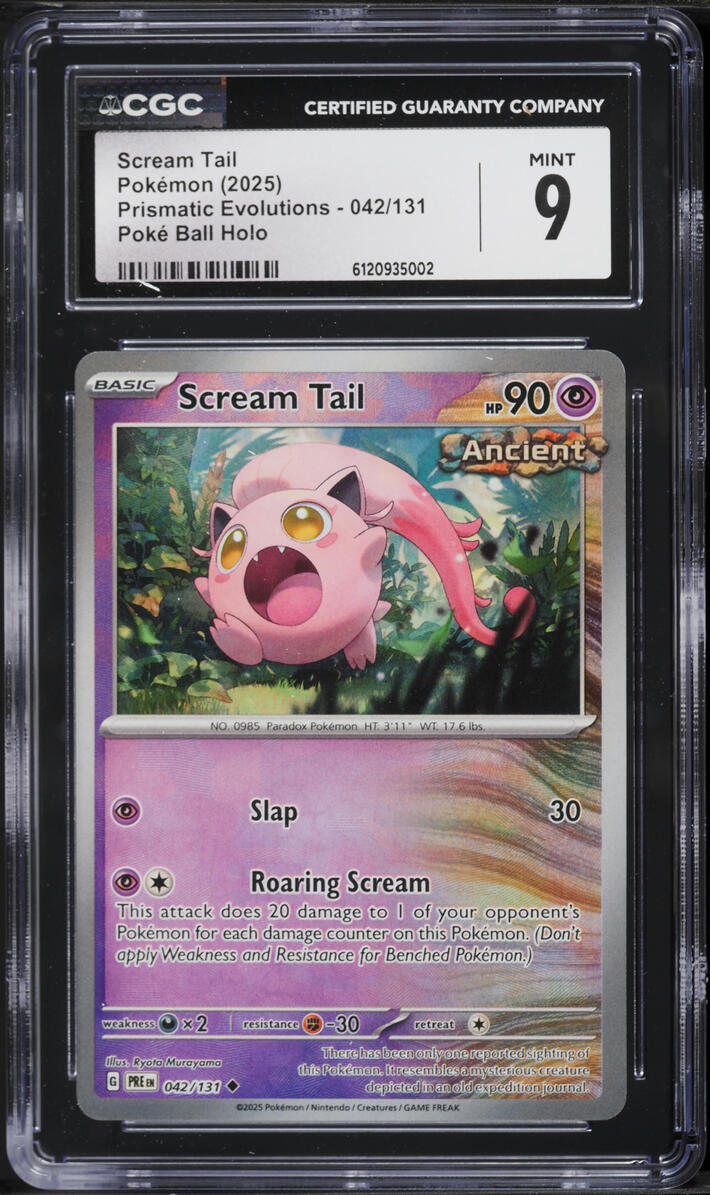 2025 Pokemon Scarlet & Violet Prismatic Evolutions Poke Ball Holo Scream Tail #42 CGC 9 MINT