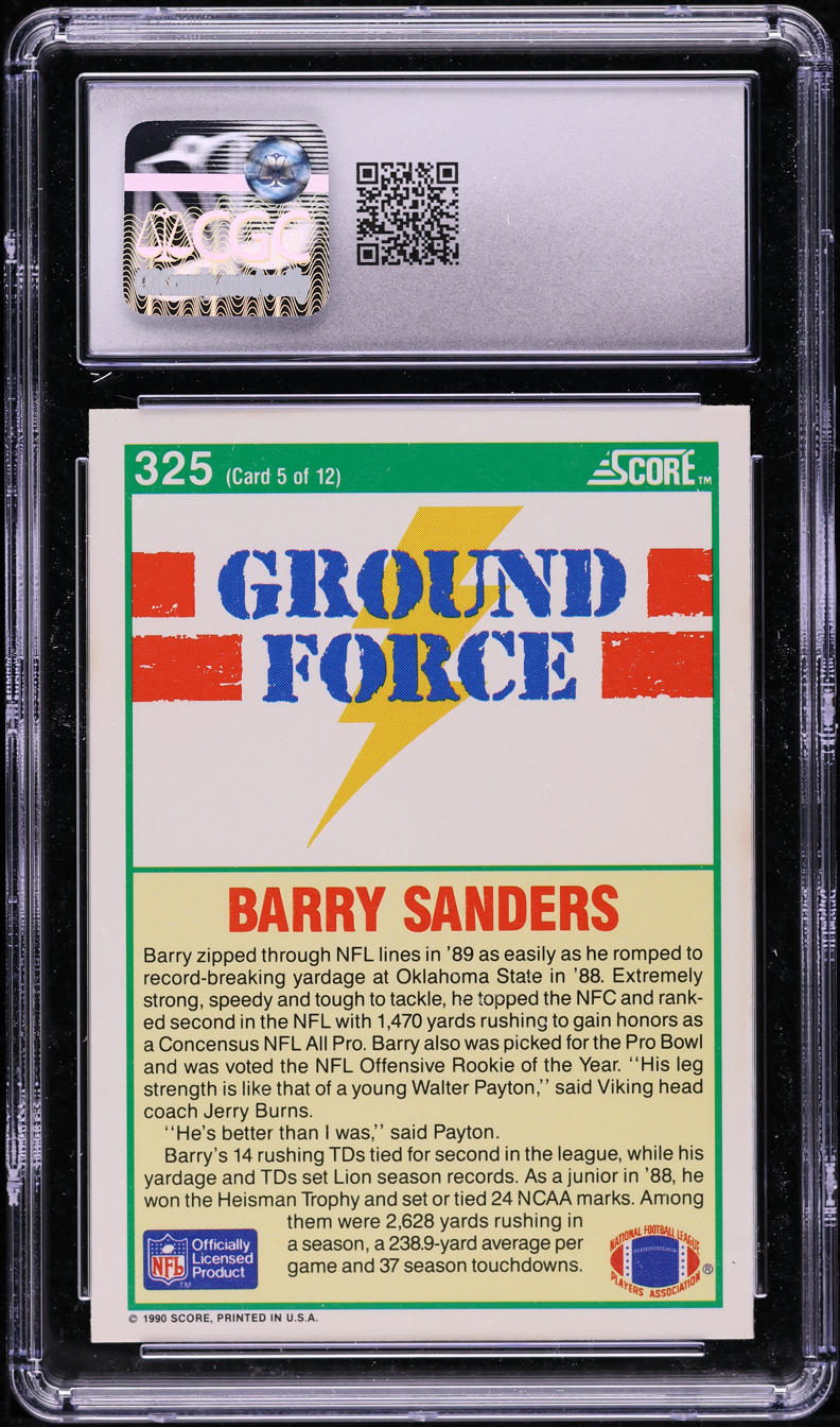 1990 Score Football Barry Sanders #325 CGC 9 MINT
