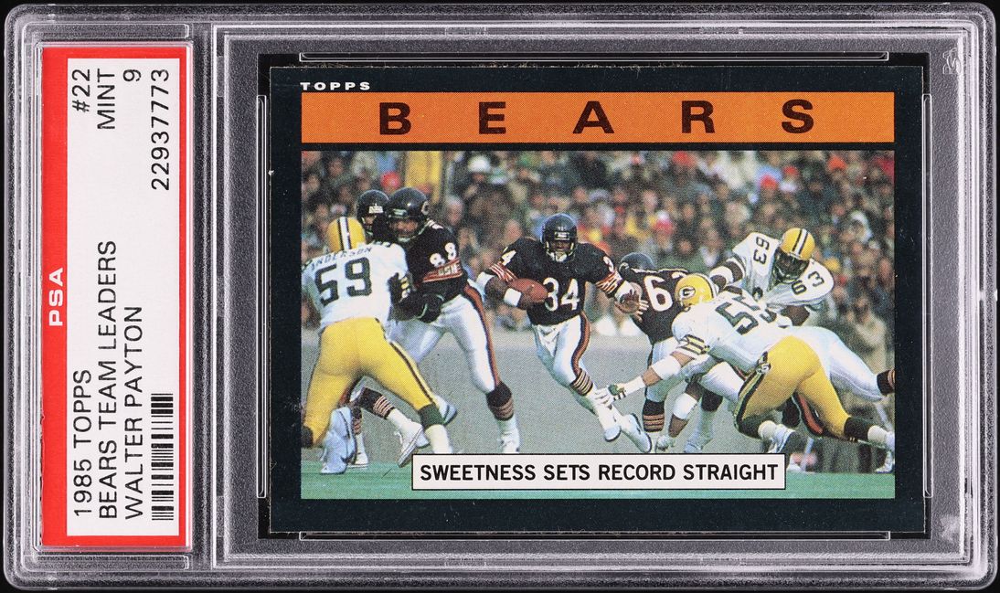 1985 Topps Football Walter Payton BEARS TEAM LEADRS #22 PSA 9 MINT