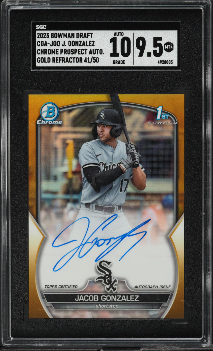 2023 Bowman Chrome Draft Gold Refractor Jacob Gonzalez PROSPECT AUTO /50 SGC 9.5