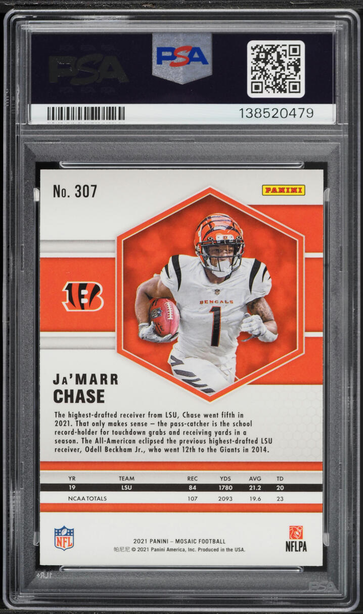 2021 Panini Mosaic Ja'Marr Chase ROOKIE #307 PSA 8 NM-MT