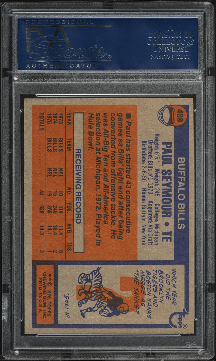 1976 Topps Football Paul Seymour #489 PSA 10 GEM MINT