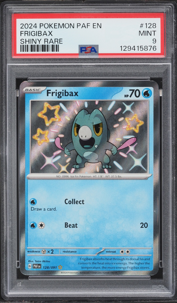 2024 Pokemon Scarlet & Violet Paldean Fates Shiny Rare Frigibax #128 PSA 9 MINT