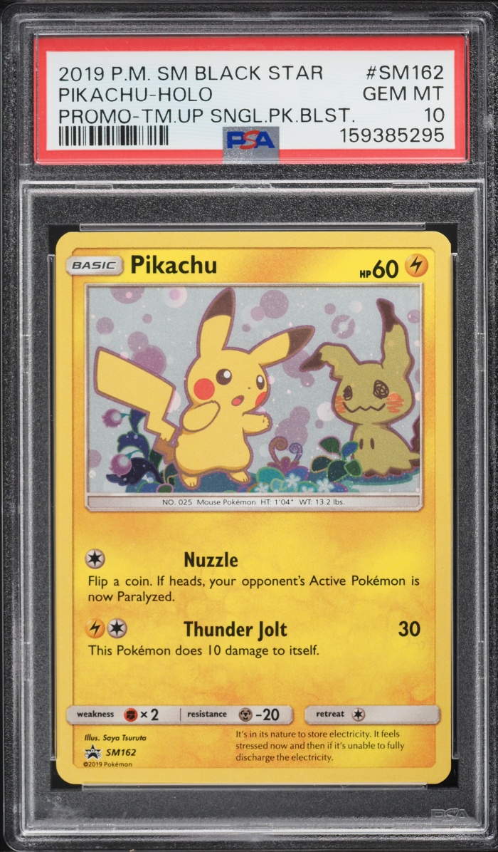 2019 Pokemon Sun & Moon Black Star Promo Team Up Holo Pikachu #SM162 PSA 10 GEM MINT