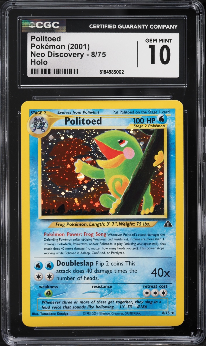 2001 Pokemon Neo Discovery Holo Politoed #8 CGC 10 GEM MINT