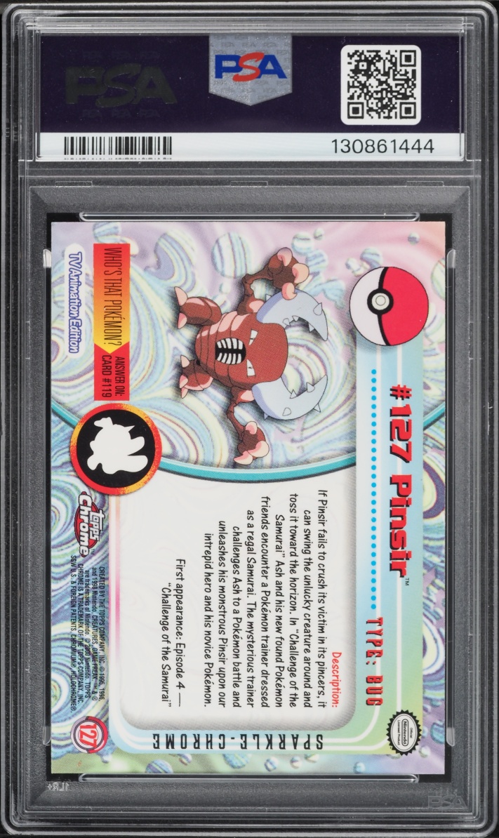 2000 Topps Chrome Pokemon Series 2 Sparkle Pinsir #127 PSA 9 MINT