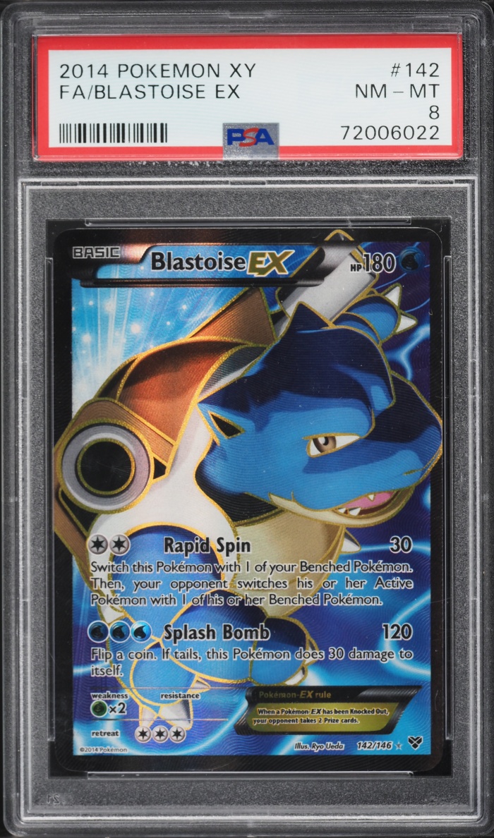 2014 Pokemon XY Full Art Blastoise EX #142 PSA 8 NM-MT