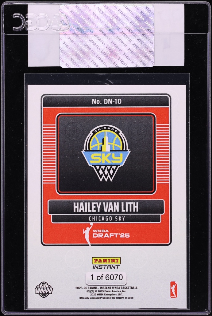 2025 Panini Instant WNBA Draft Night Hailey Van Lith ROOKIE /6070 #DN-10 CGC AUTH