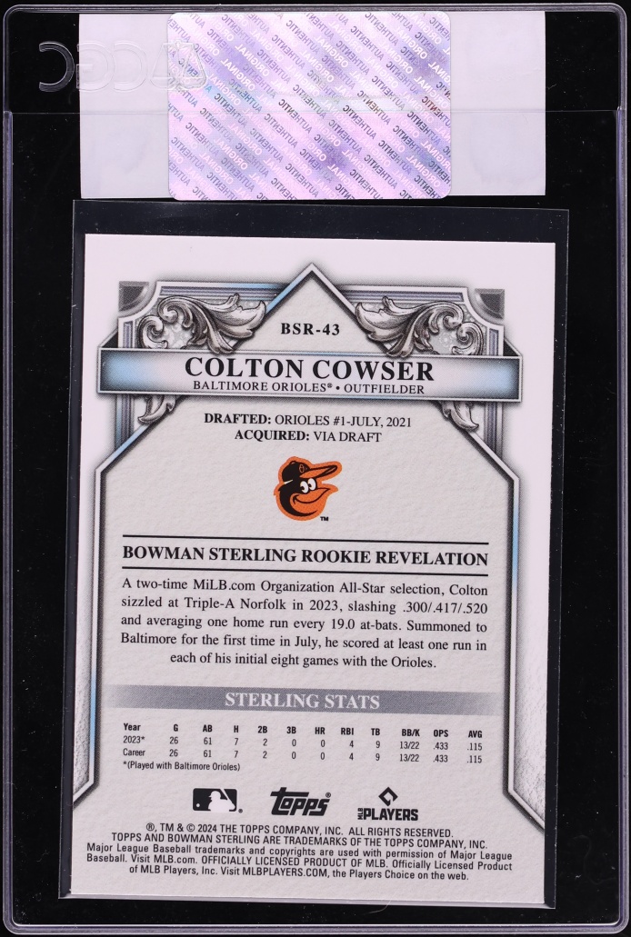 2024 Bowman Sterling Colton Cowser ROOKIE #BSR-43 CGC AUTH