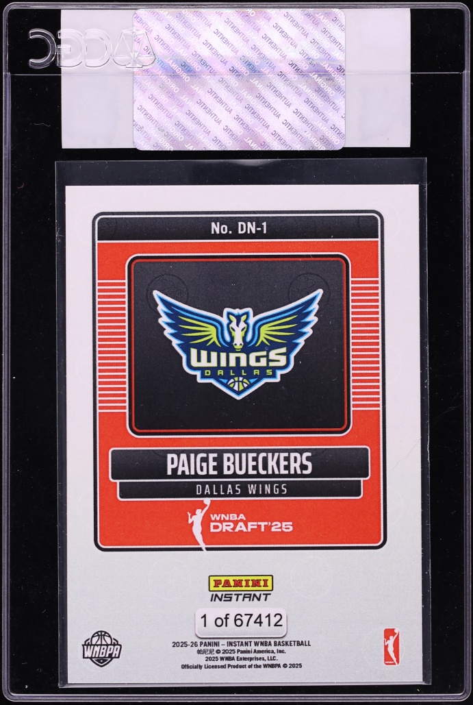 2025 Panini Instant WNBA Draft Night Paige Bueckers ROOKIE /67412 #DN-1 CGC AUTH