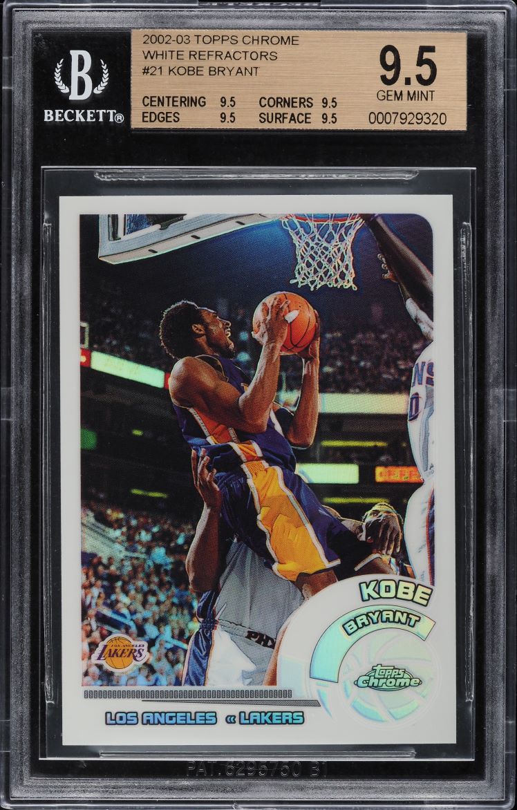 2002 Topps Chrome White Refractor Kobe Bryant /249 #21 BGS 9.5 GEM MINT