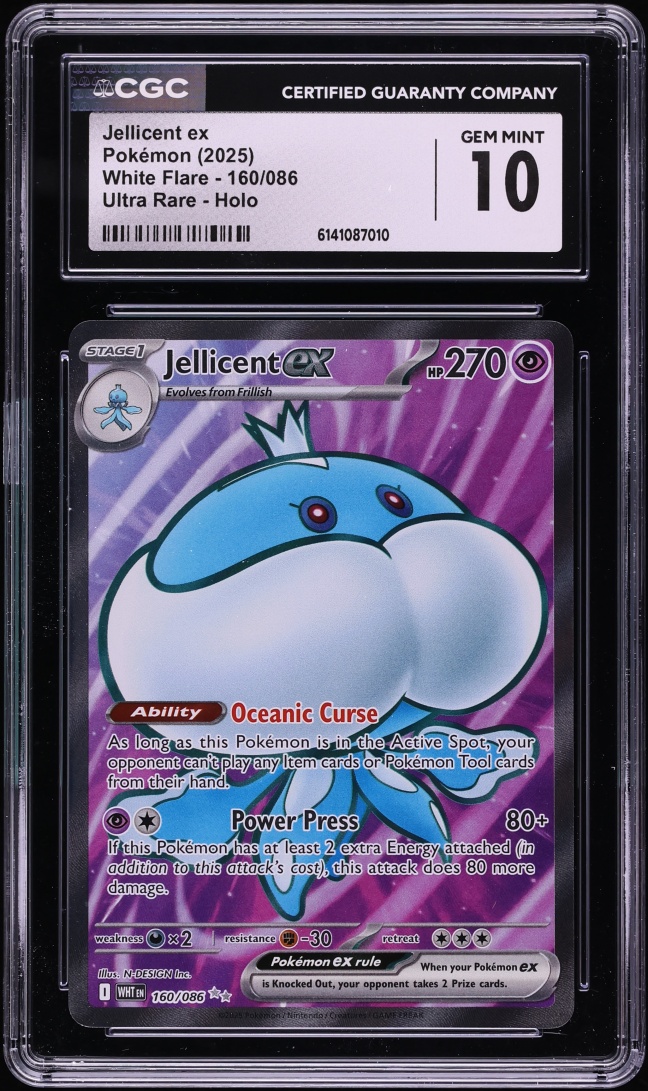 2025 Pokemon Scarlet & Violet White Flare Full Art Jellicent Ex #160 CGC 10 GEM MINT