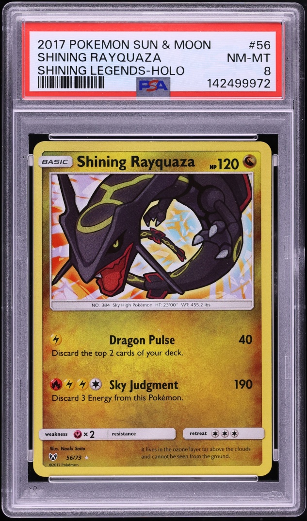 2017 Pokemon Sun & Moon Shining Legends Holo Shining Rayquaza #56 PSA 8 NM-MT