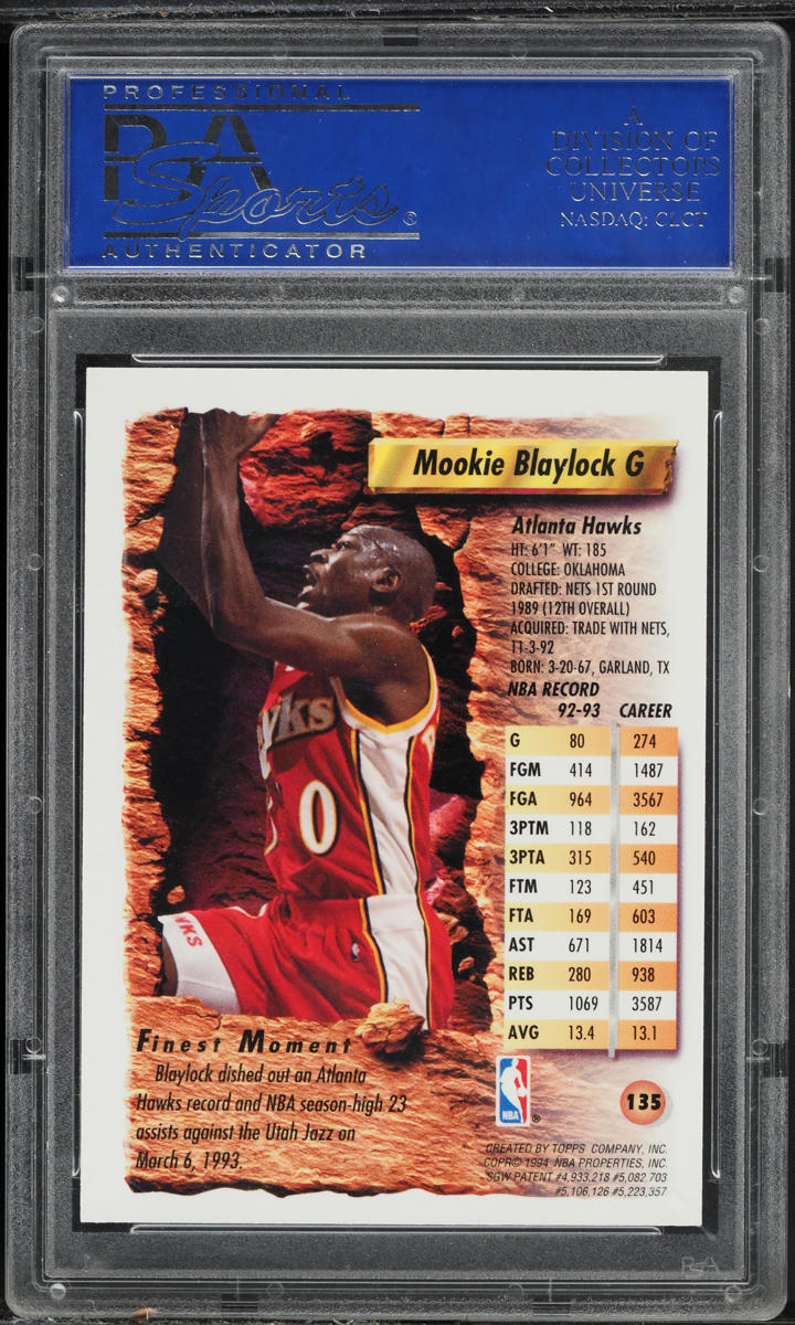 1993 Finest Refractor Mookie Blaylock #135 PSA 10 GEM MINT