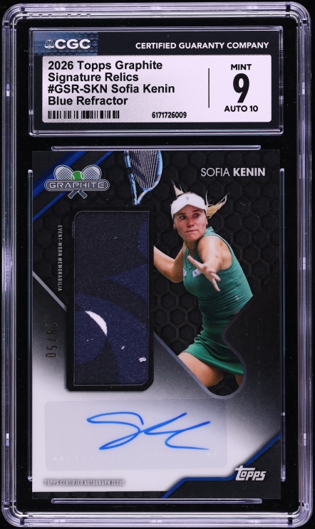 2026 Topps Graphite Blue Refractor Sofia Kenin PATCH AUTO /50 #GSR-SKN CGC 9 MINT