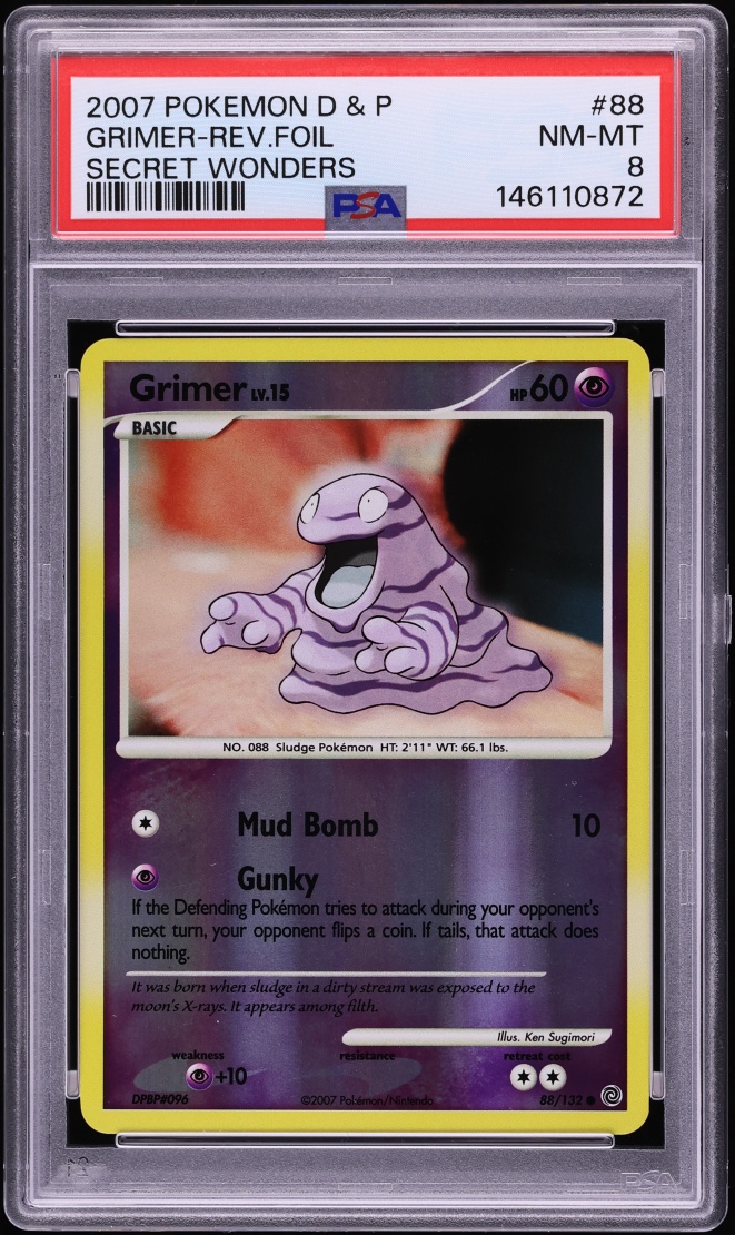 2007 Pokemon Diamond & Pearl Secret Wonders Reverse Holo Grimer #88 PSA 8 NM-MT