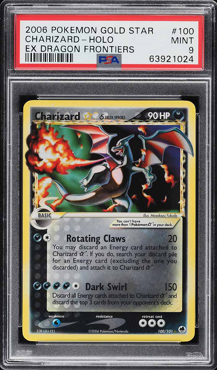 2006 Pokemon EX Dragon Holo Charizard Gold Star #100 PSA 9 MINT