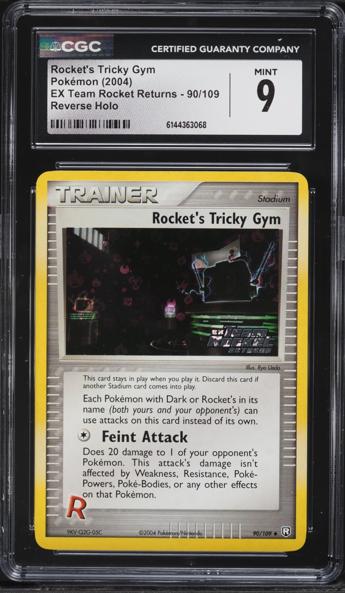 2004 Pokemon EX Team Rocket Returns Reverse Holo Rocket's Tricky Gym #90 CGC 9 MINT